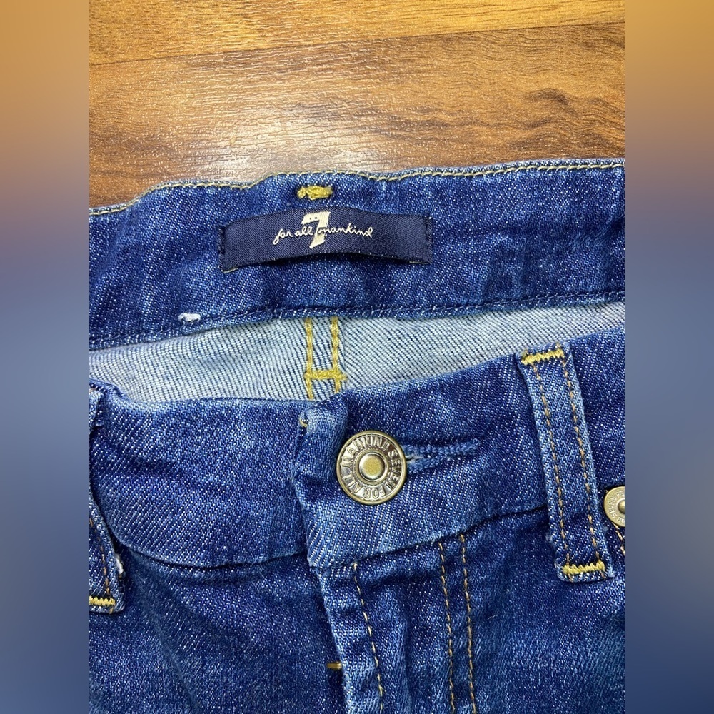 7 For All Mankind Ankle Skinny Jeans Size 26 Reverse Step Side Panel Mojave Dusk - Picture 2 of 9